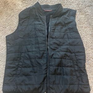 Zara Man Black Quilted Vest with Burgundy Label